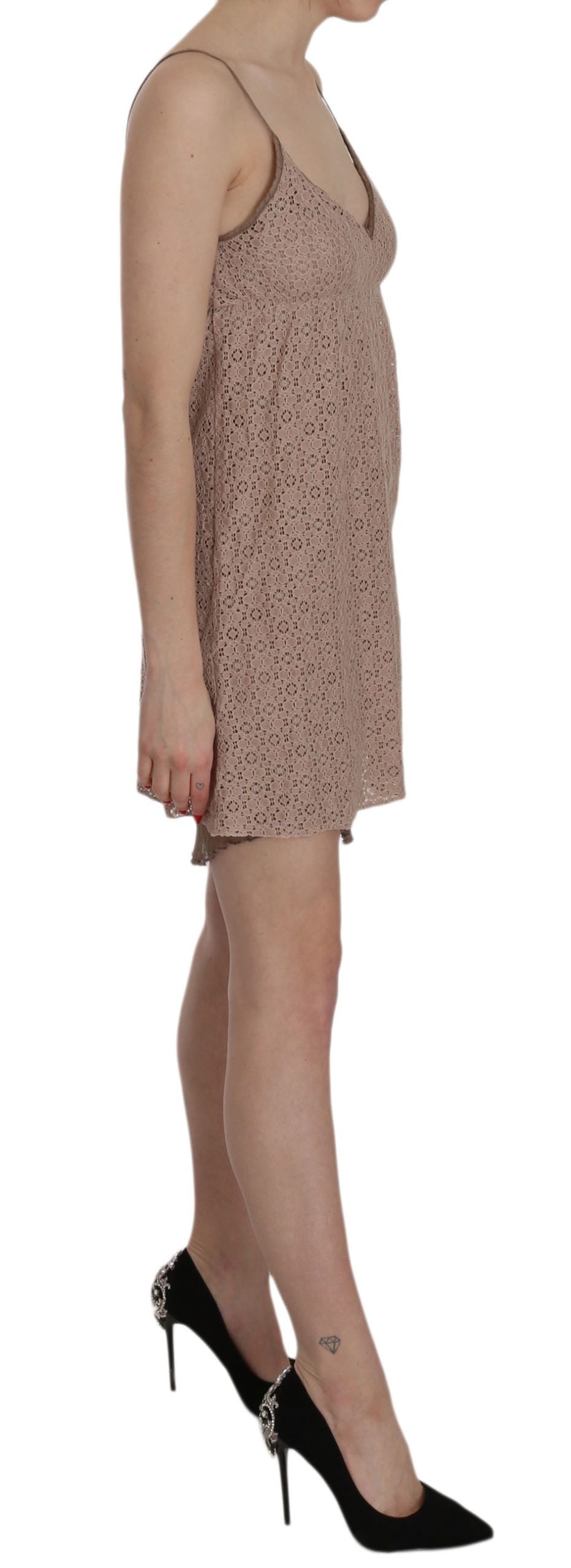 PINK MEMORIES Beige A-Line Spaghetti Strap Mini Dress - Elegance Online Limited