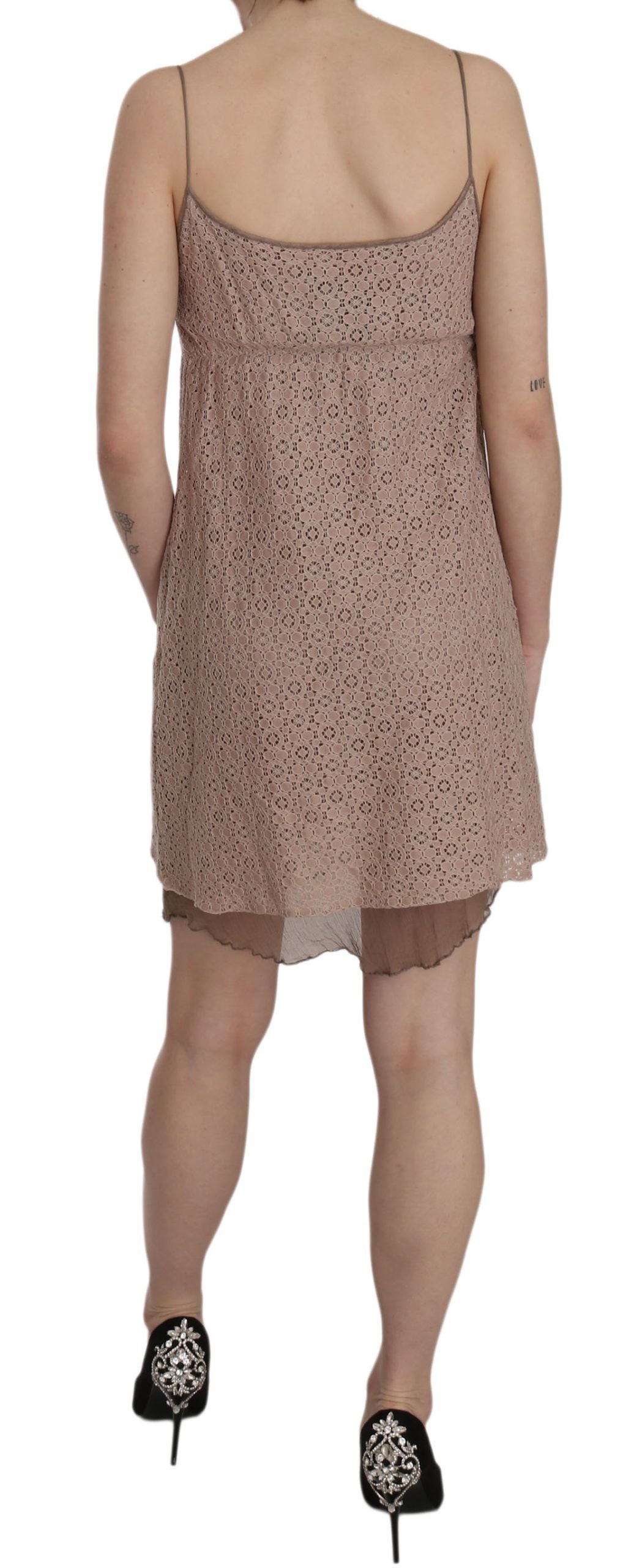 PINK MEMORIES Beige A-Line Spaghetti Strap Mini Dress - Elegance Online Limited