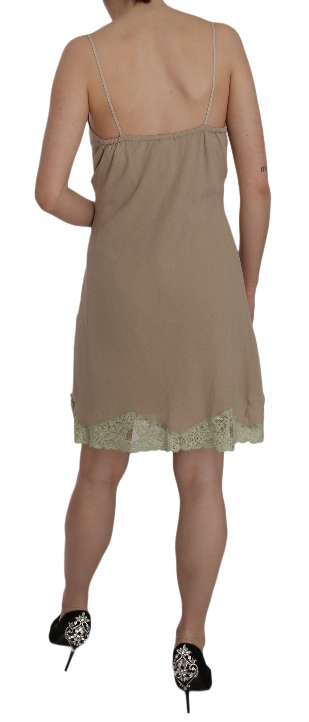 PINK MEMORIES Elegant Beige Lace Spaghetti Strap Mini Dress - Elegance Online Limited