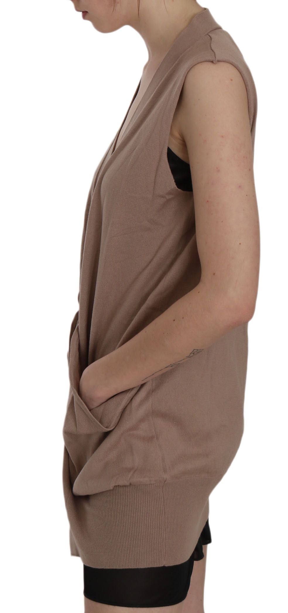 PINK MEMORIES Chic Sleeveless Cotton Cardigan Vest - Elegant Brown - Elegance Online Limited
