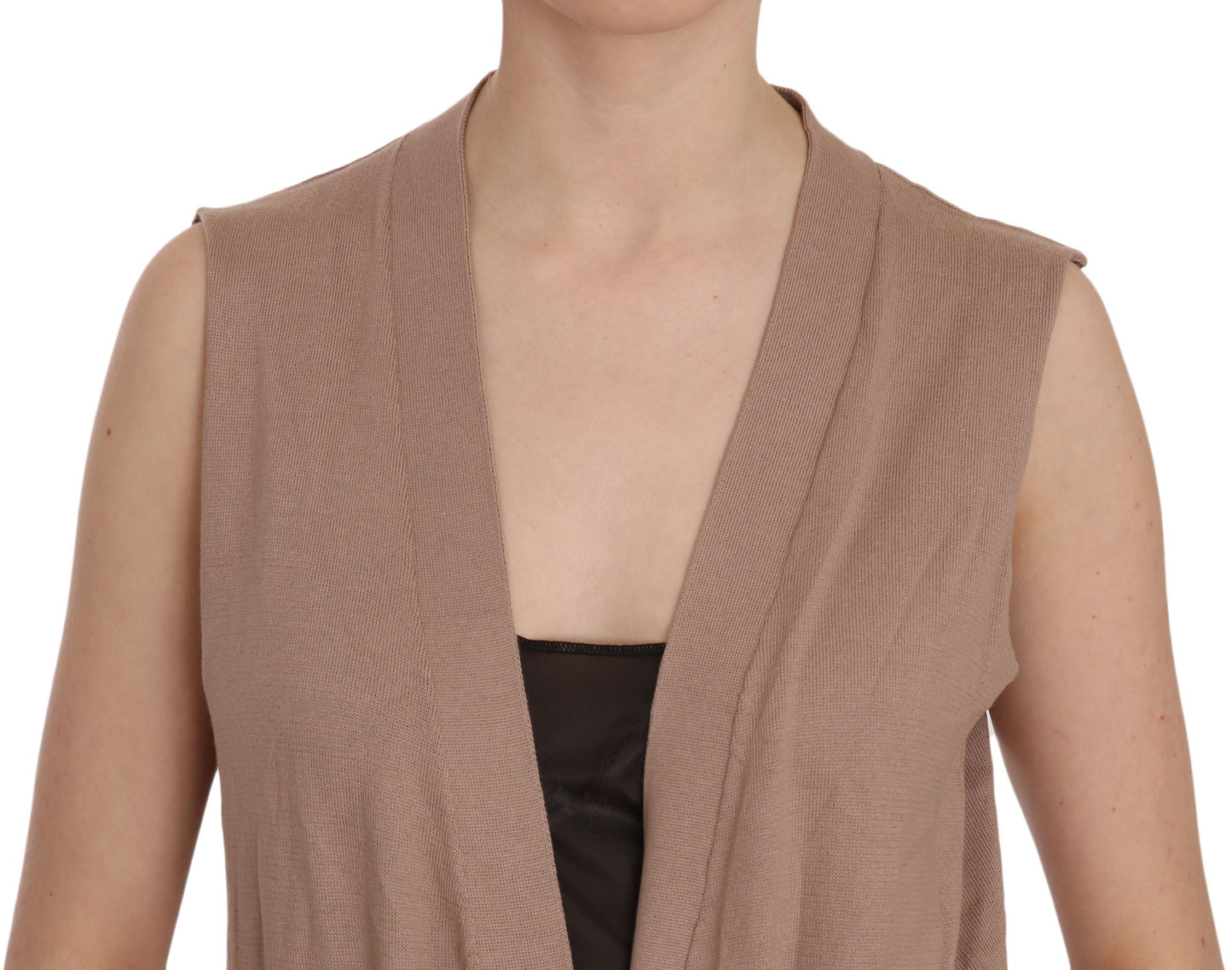 PINK MEMORIES Chic Sleeveless Cotton Cardigan Vest - Elegant Brown - Elegance Online Limited
