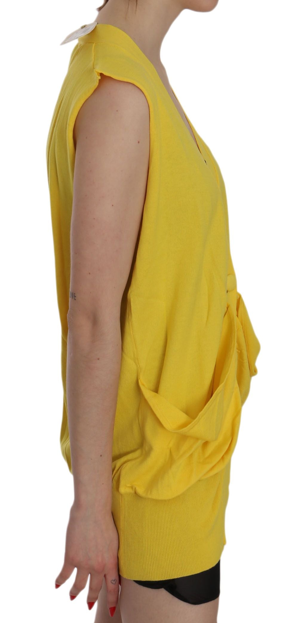 PINK MEMORIES Elegant Yellow Sleeveless Cotton Vest - Elegance Online Limited
