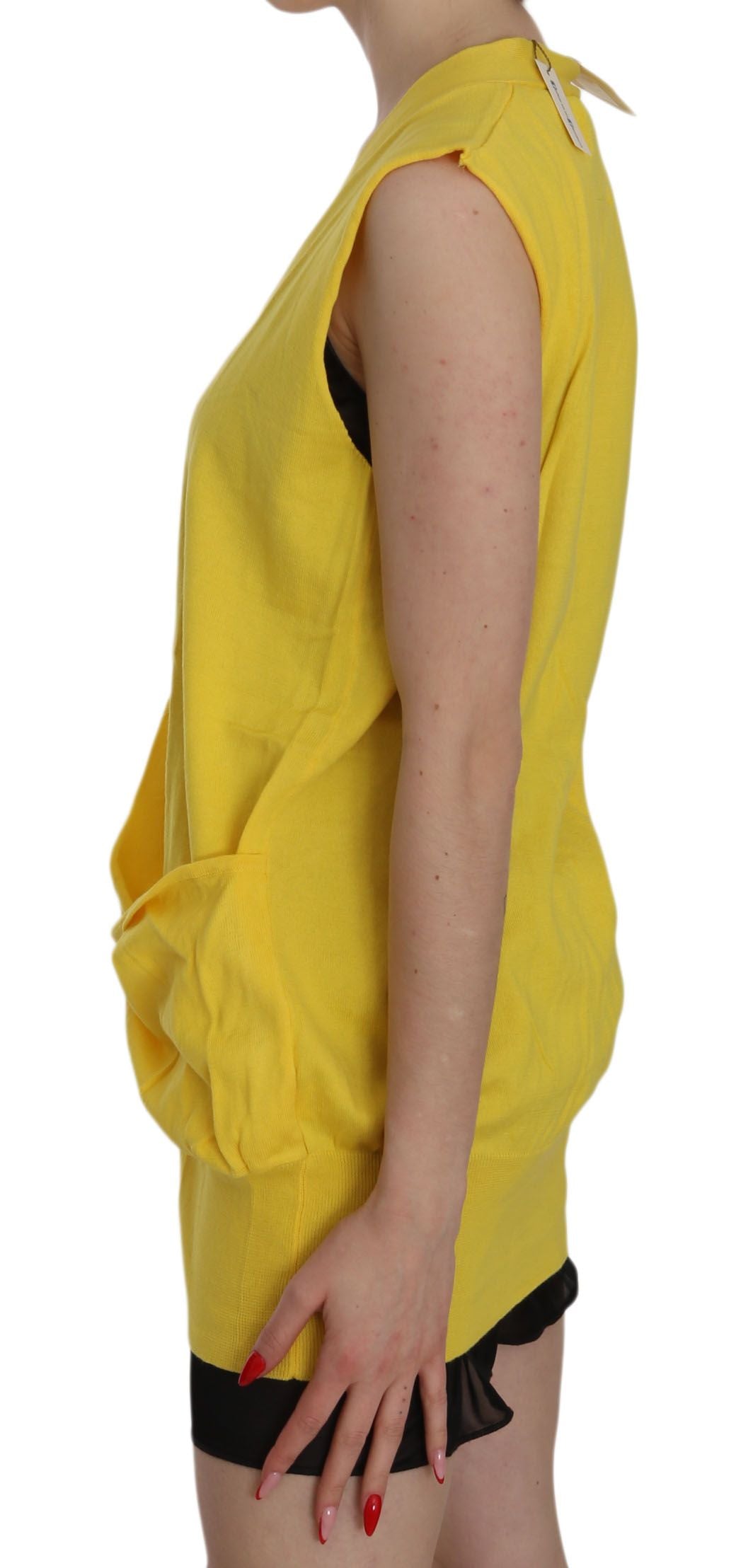 PINK MEMORIES Elegant Yellow Sleeveless Cotton Vest - Elegance Online Limited