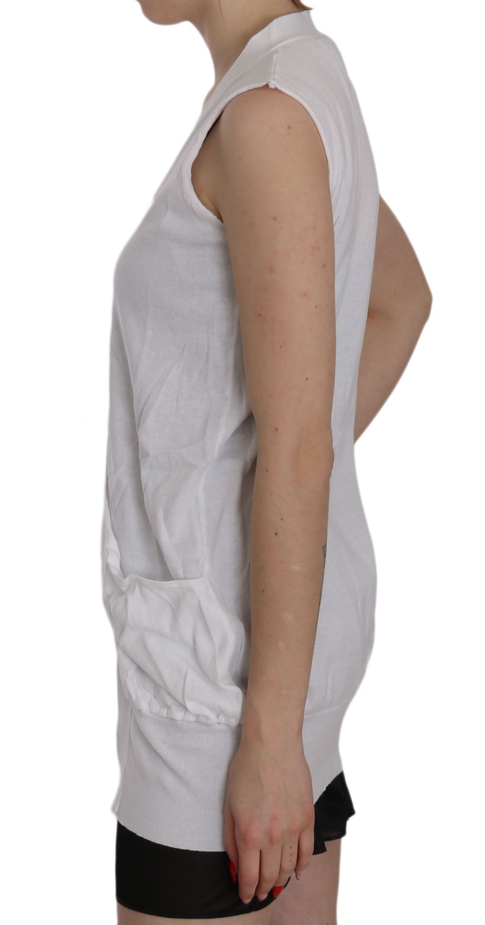 PINK MEMORIES Elegant Sleeveless Cotton Vest in Pristine White - Elegance Online Limited