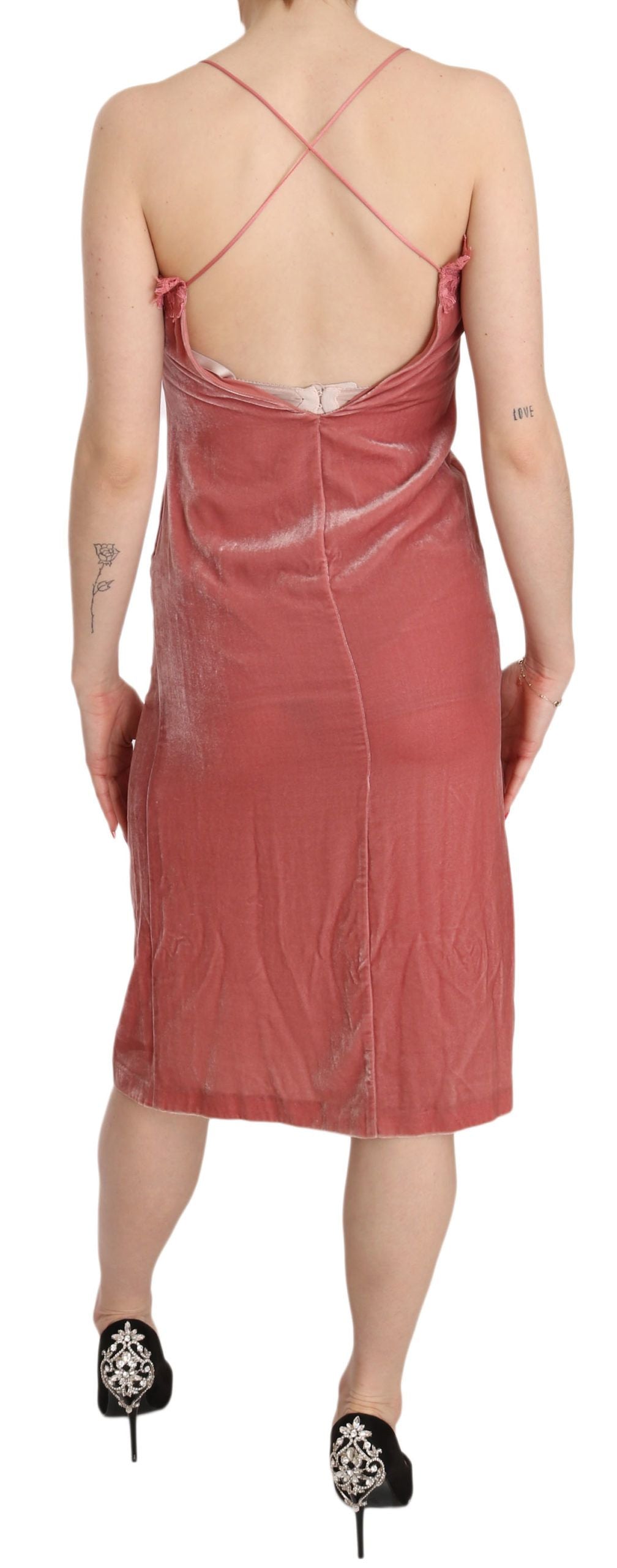 PINKO Pink Lace Silk-Blend Midi Dress with Side Slit - Elegance Online Limited