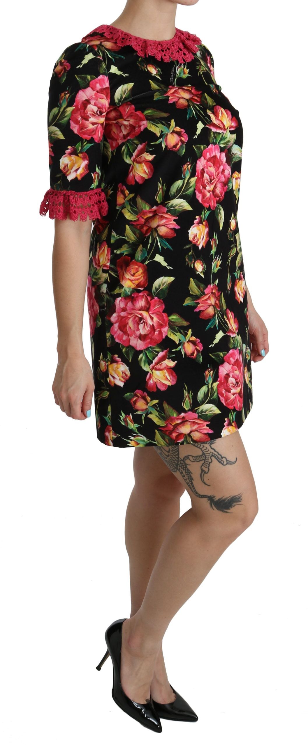 Dolce & Gabbana Elegant Floral Lace A-Line Mini Dress - Elegance Online Limited