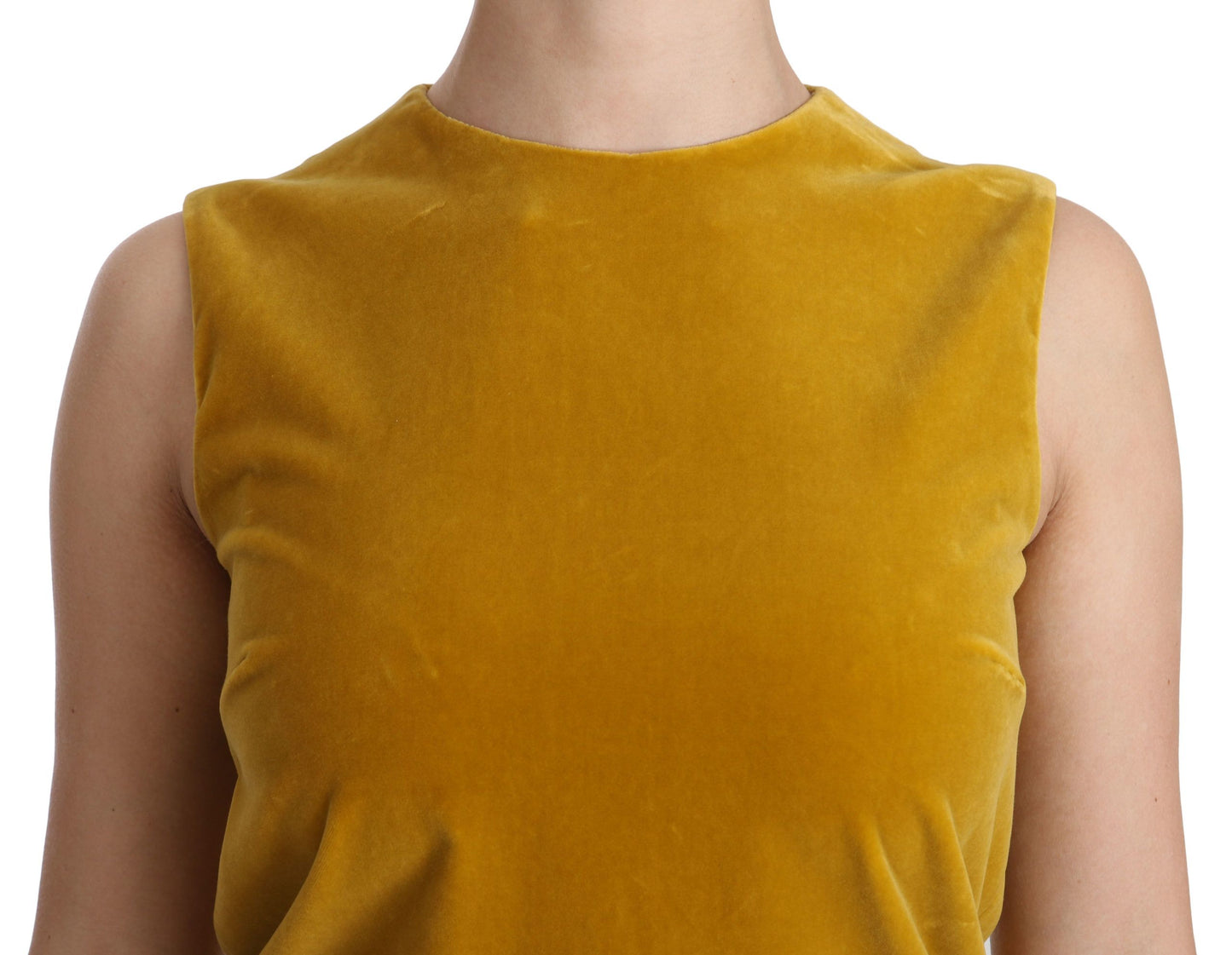 Dolce & Gabbana Mustard Velvet Shift Mini Dress - Elegance Online Limited