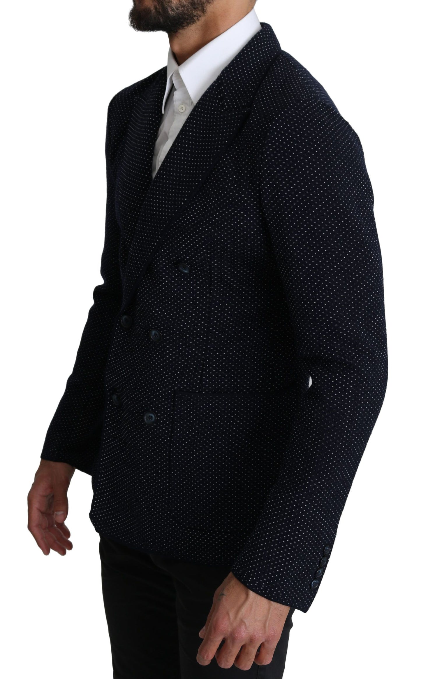Dolce & Gabbana Elegante blazer slim-fit de lunares azul oscuro