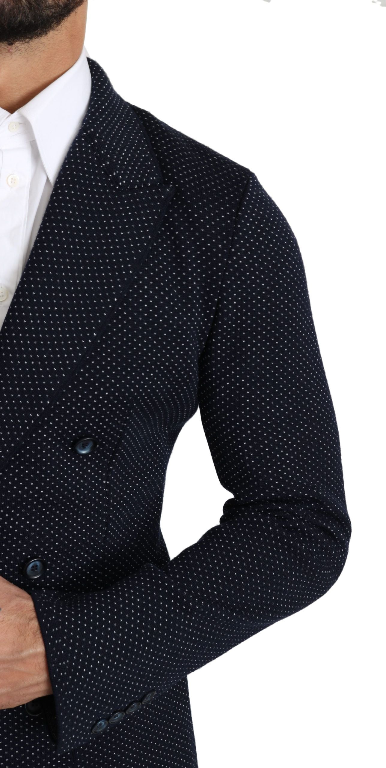 Dolce & Gabbana Elegante blazer slim-fit de lunares azul oscuro
