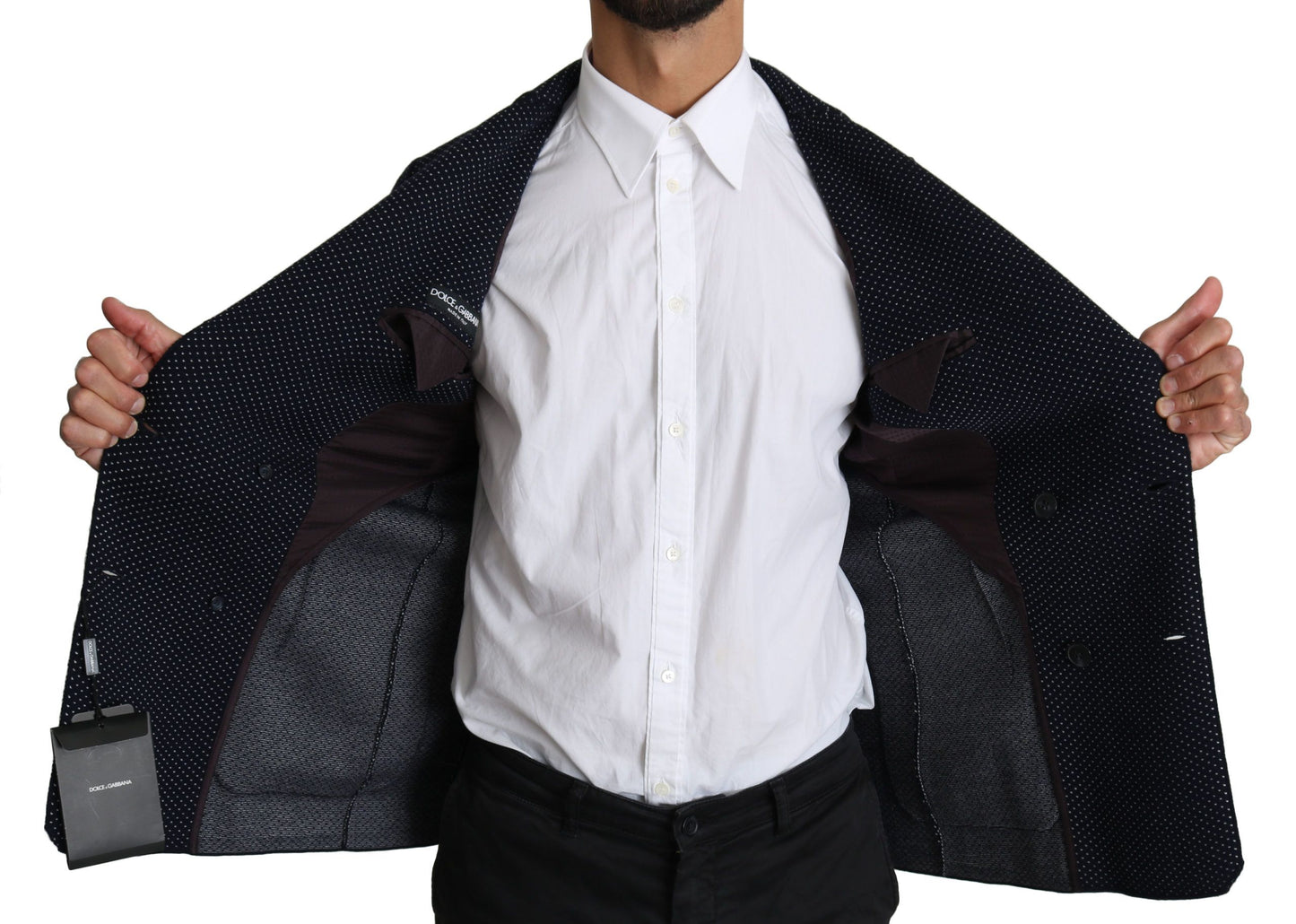Dolce & Gabbana Elegante blazer slim-fit de lunares azul oscuro