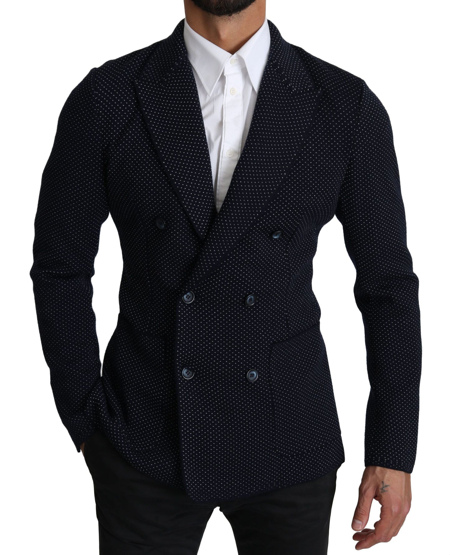 Dolce & Gabbana Elegante blazer slim-fit de lunares azul oscuro