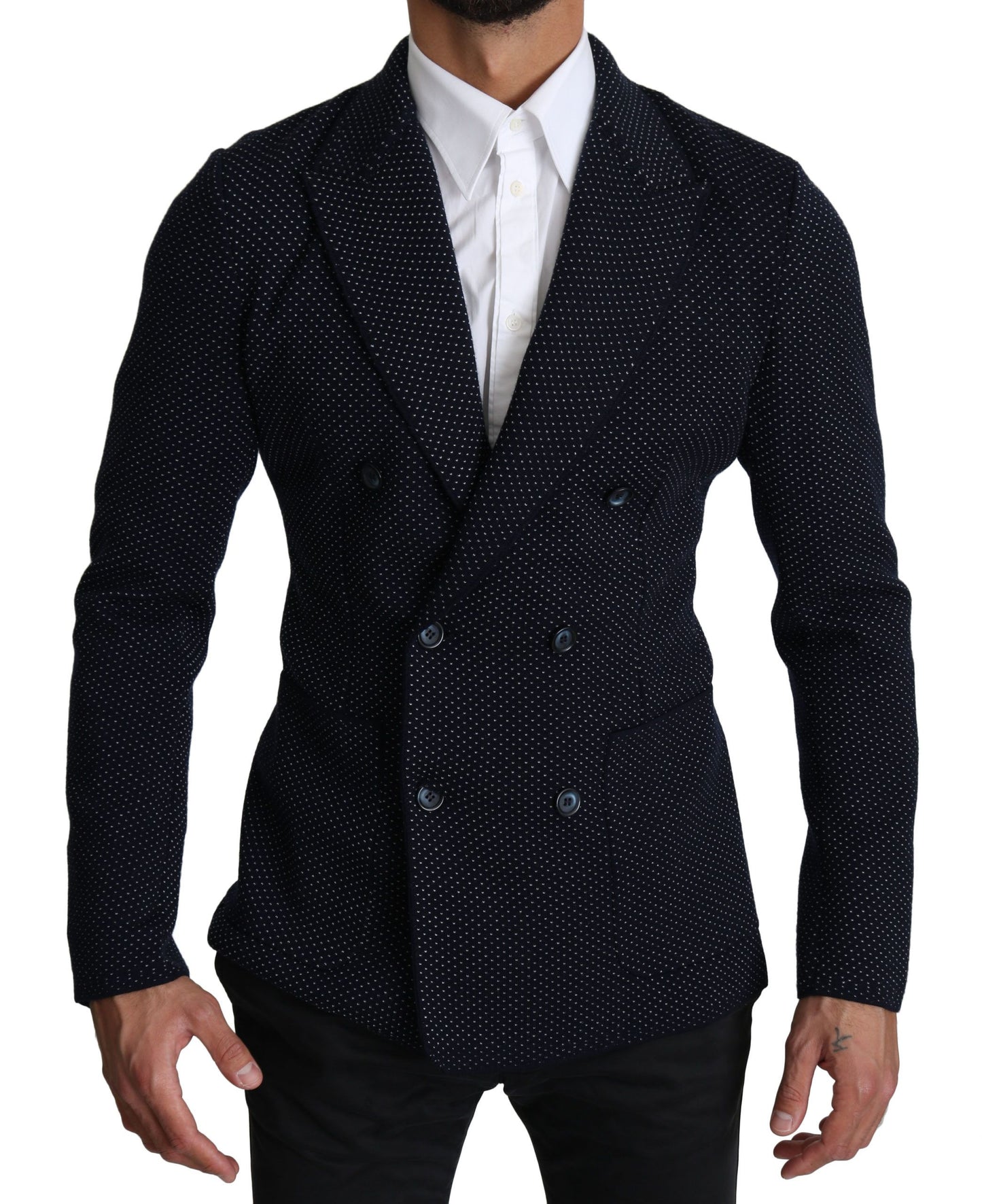 Dolce & Gabbana Elegante blazer slim-fit de lunares azul oscuro
