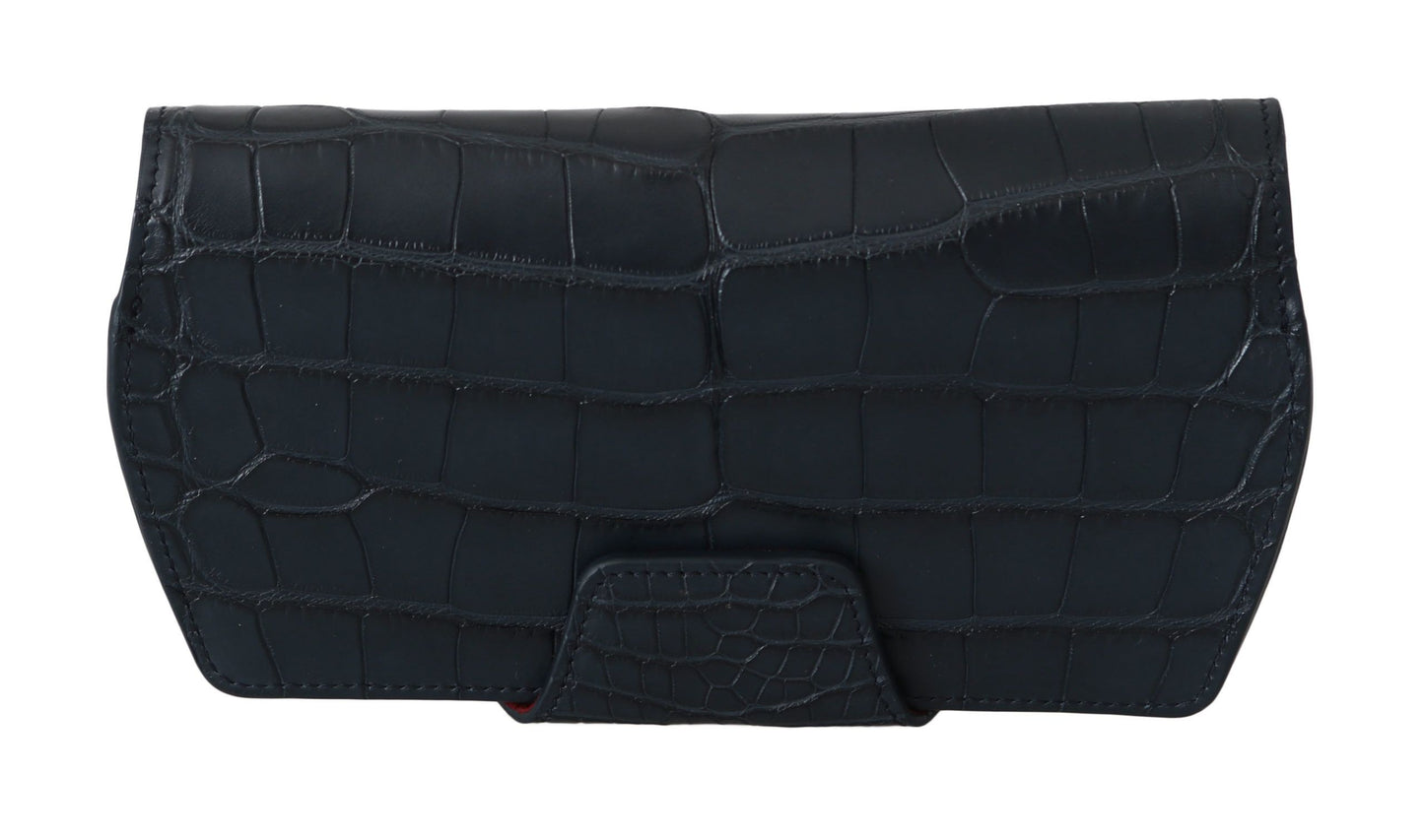 Dolce & Gabbana Elegant Blue Crocodile Leather Eyewear Pouch - Elegance Online Limited