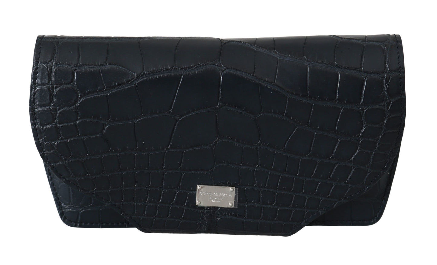 Dolce & Gabbana Elegant Blue Crocodile Leather Eyewear Pouch - Elegance Online Limited