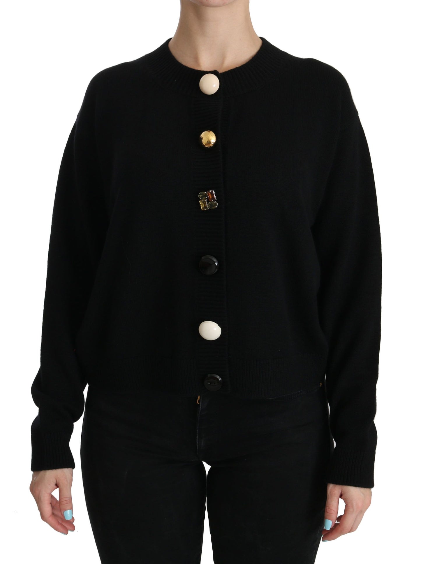 Dolce & Gabbana Elegant Black Cashmere Cardigan Top - Elegance Online Limited