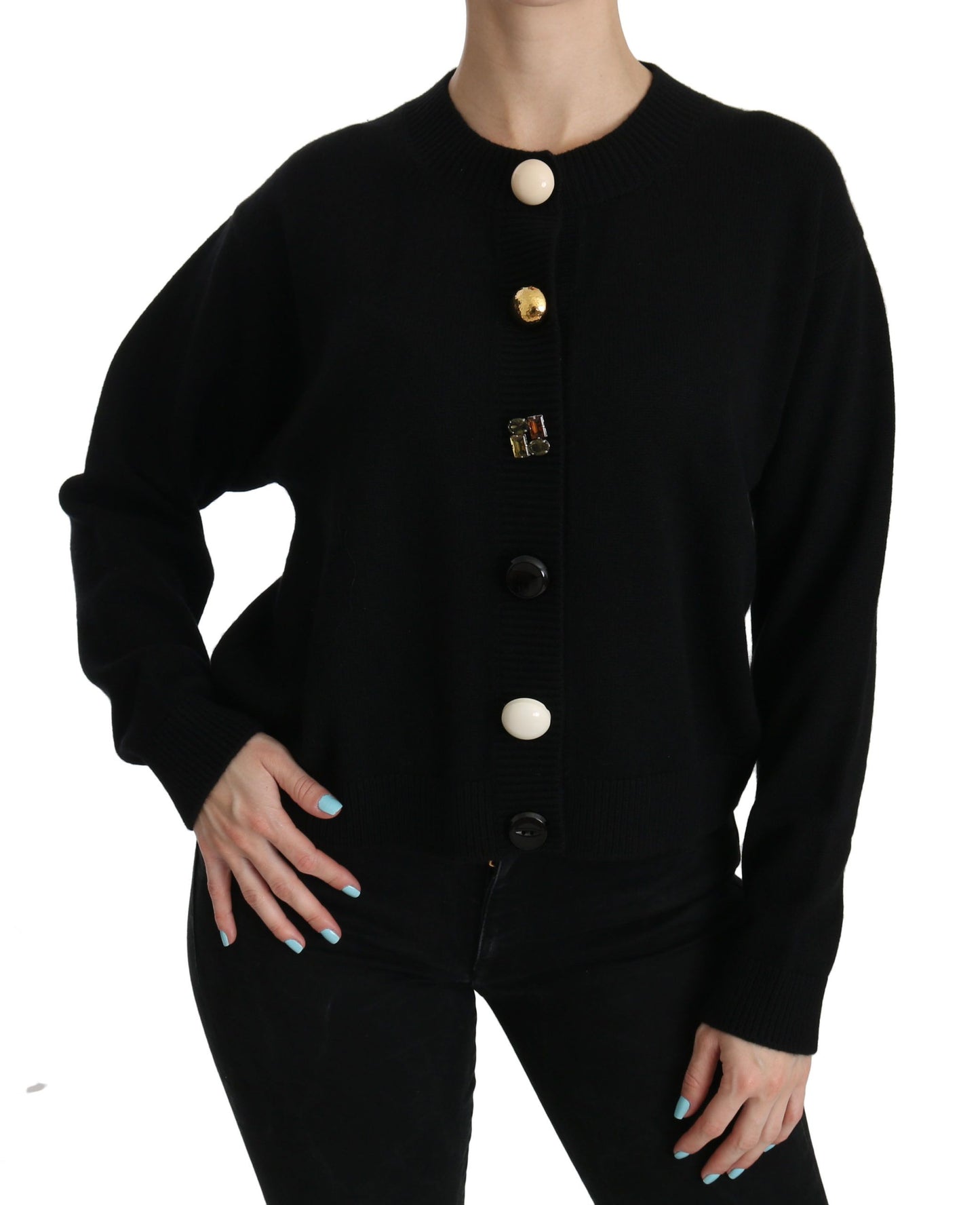 Dolce & Gabbana Elegant Black Cashmere Cardigan Top - Elegance Online Limited
