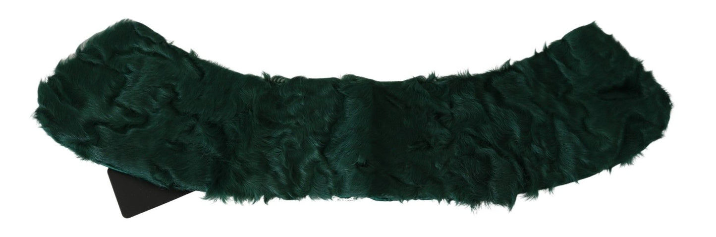 Dolce & Gabbana Elegant Lambskin Fur Scarf in Lush Green - Elegance Online Limited