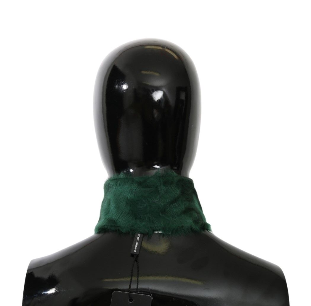 Dolce & Gabbana Luxurious Green Lambskin Scarf for Women - Elegance Online Limited