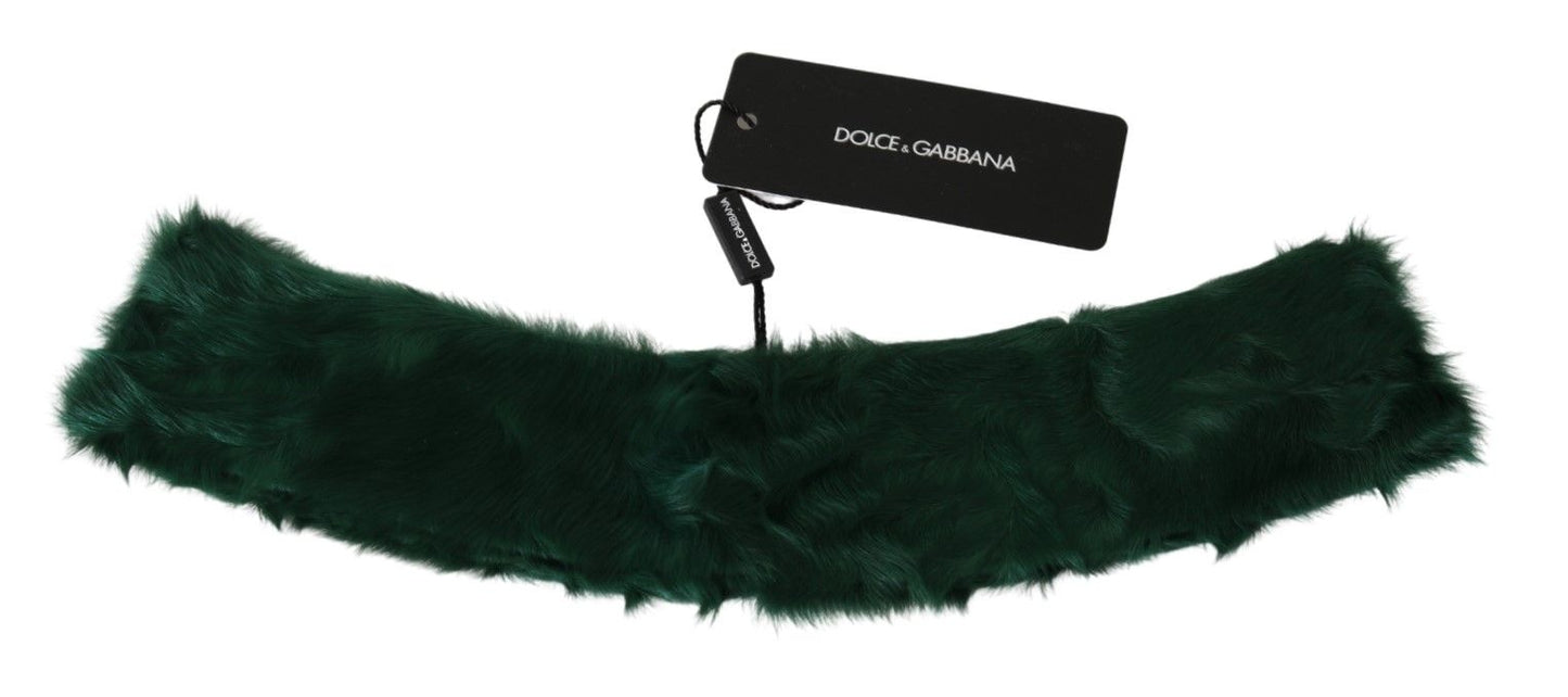 Dolce & Gabbana Luxurious Green Lambskin Scarf for Women - Elegance Online Limited