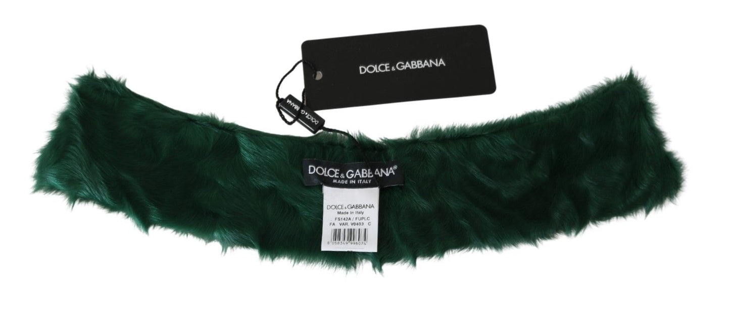 Dolce & Gabbana Luxurious Green Lambskin Scarf for Women - Elegance Online Limited