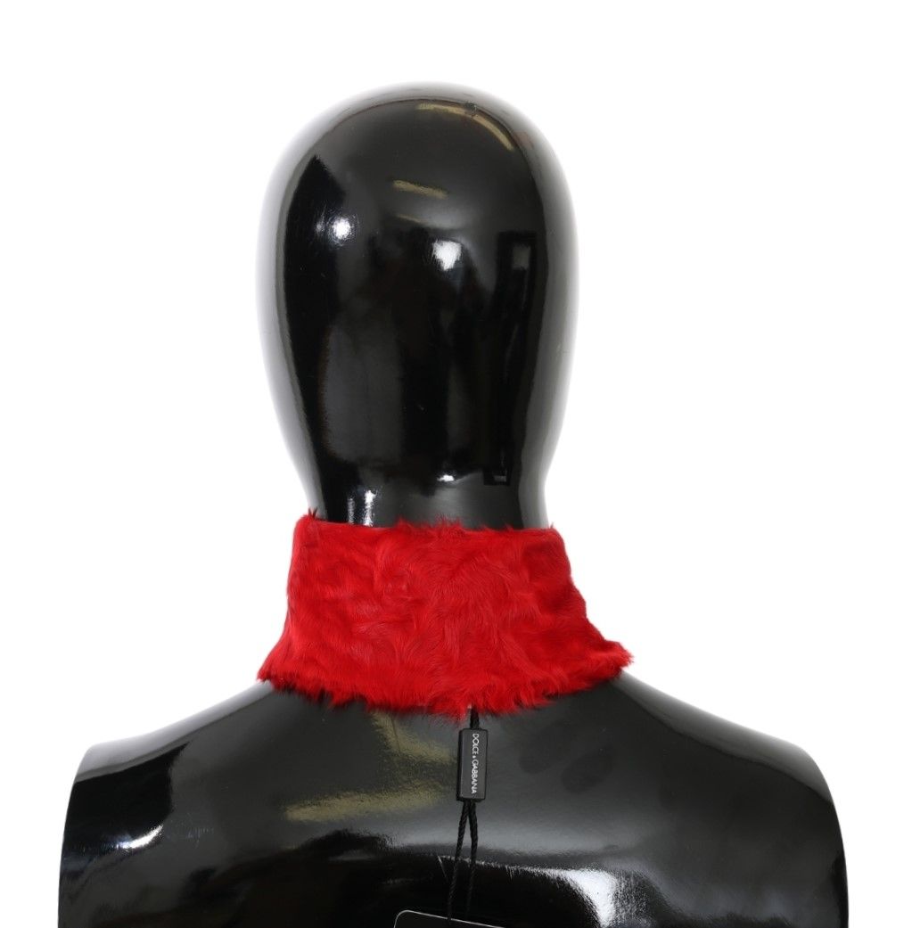 Dolce & Gabbana Elegant Red Lambskin Scarf - Elegance Online Limited