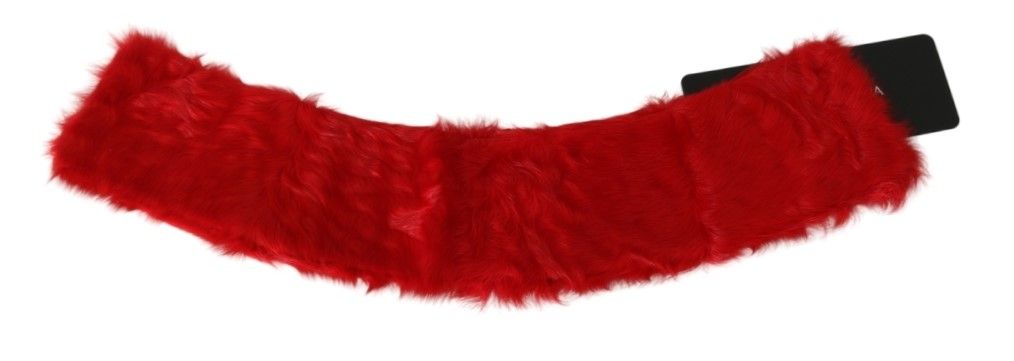 Dolce & Gabbana Elegant Red Lambskin Scarf - Elegance Online Limited