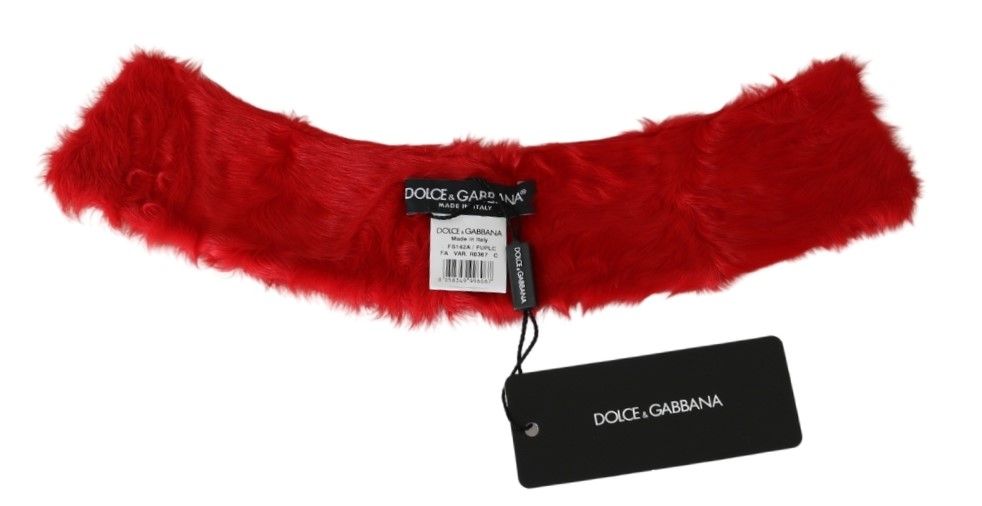 Dolce & Gabbana Elegant Red Lambskin Scarf - Elegance Online Limited