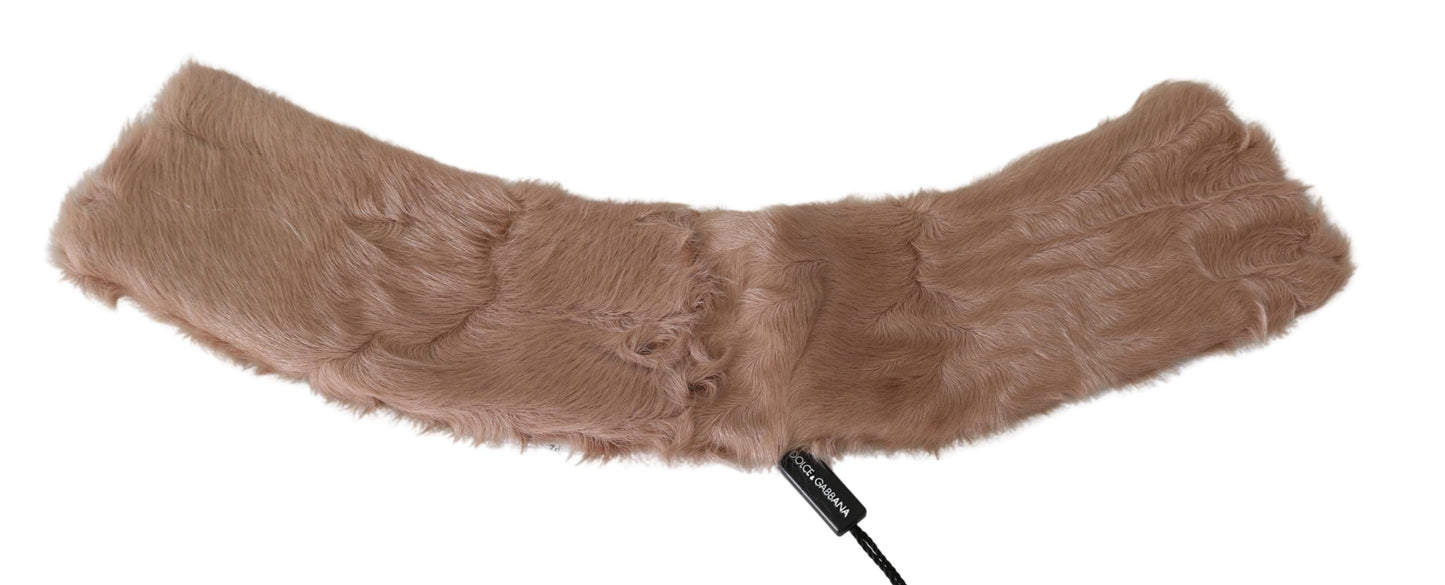 Dolce & Gabbana Elegant Beige Lambskin Fur Scarf - Elegance Online Limited
