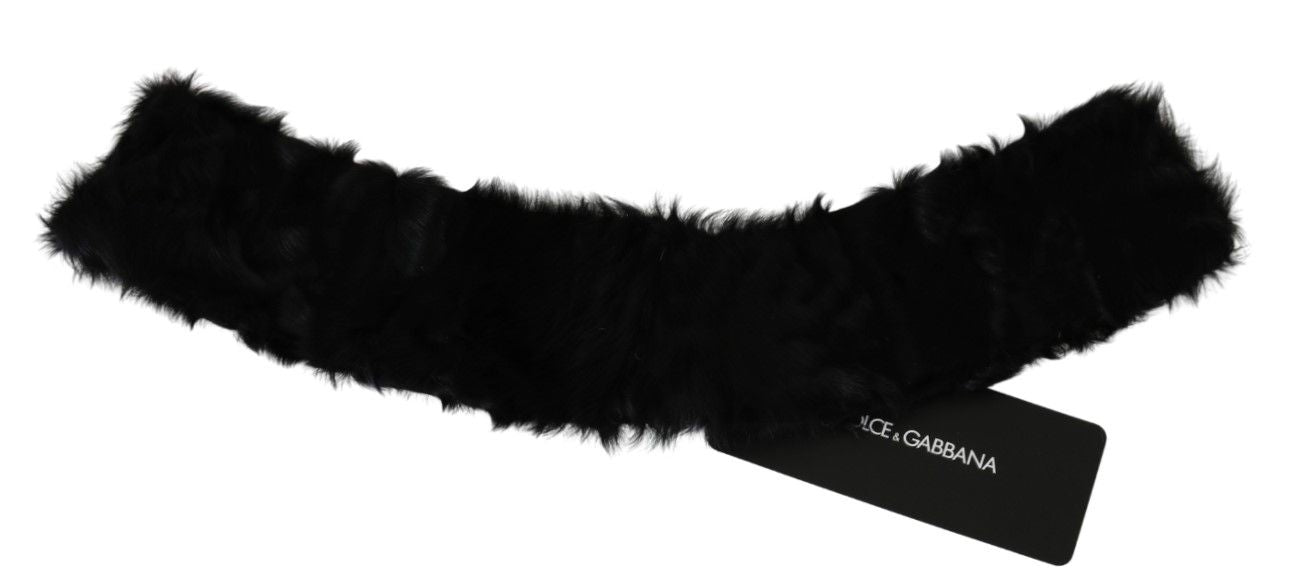 Dolce & Gabbana Elegant Black Lambskin Scarf - Elegance Online Limited