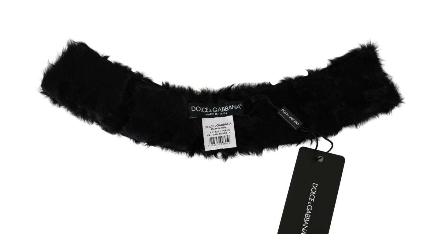 Dolce & Gabbana Elegant Black Lambskin Scarf - Elegance Online Limited