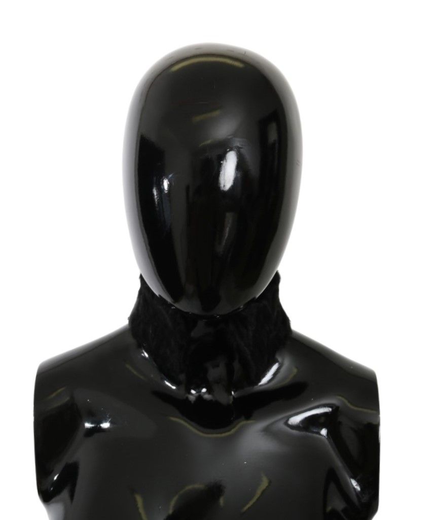 Dolce & Gabbana Elegant Black Lambskin Scarf - Elegance Online Limited