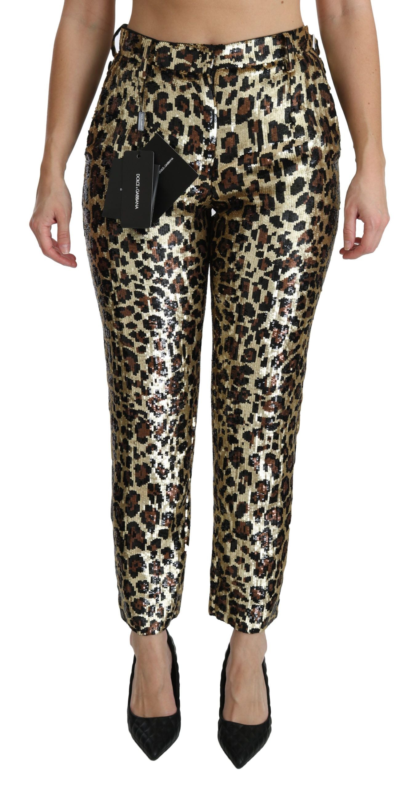Dolce & Gabbana Chic High Waist Leopard Sequin Pants - Elegance Online Limited