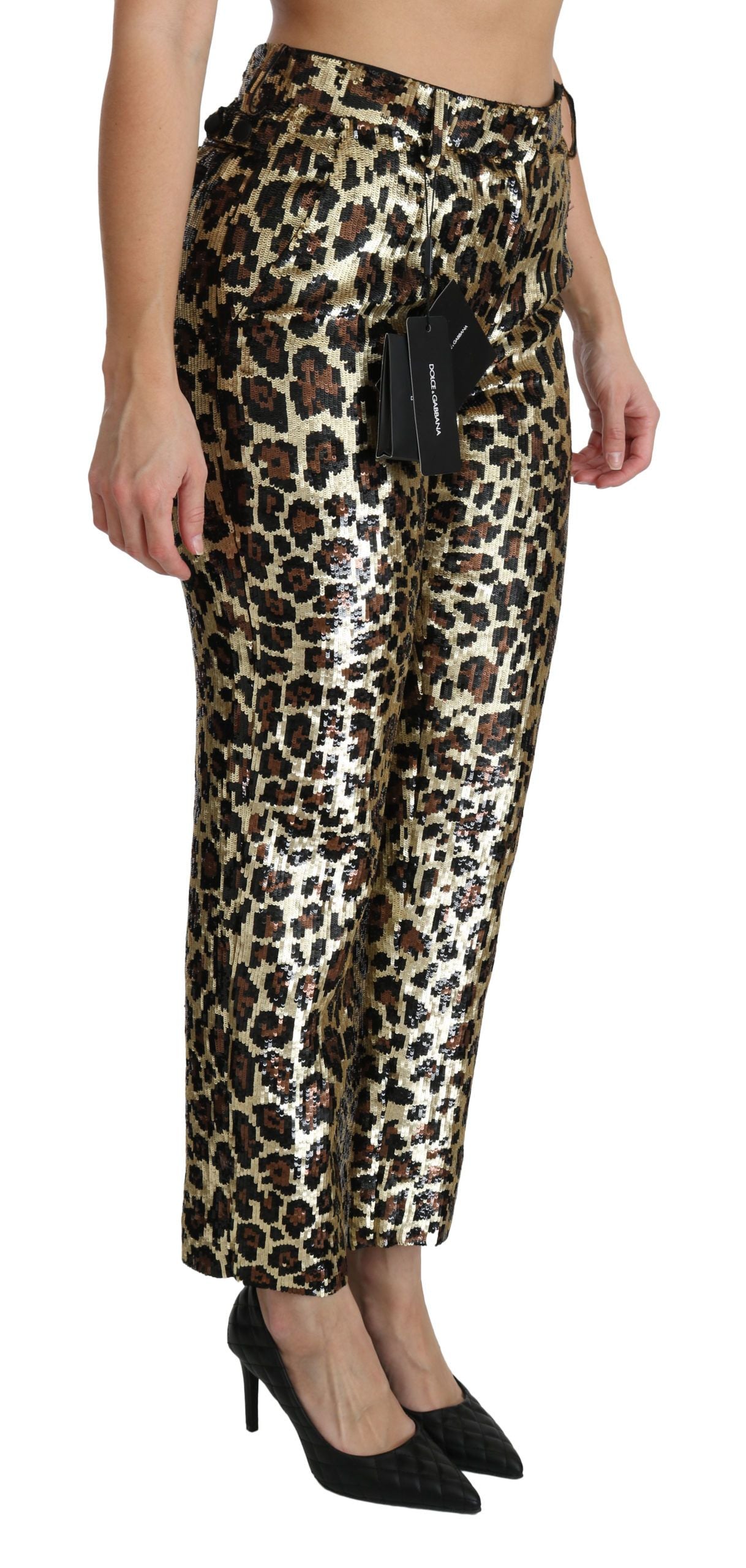 Dolce & Gabbana Chic High Waist Leopard Sequin Pants - Elegance Online Limited