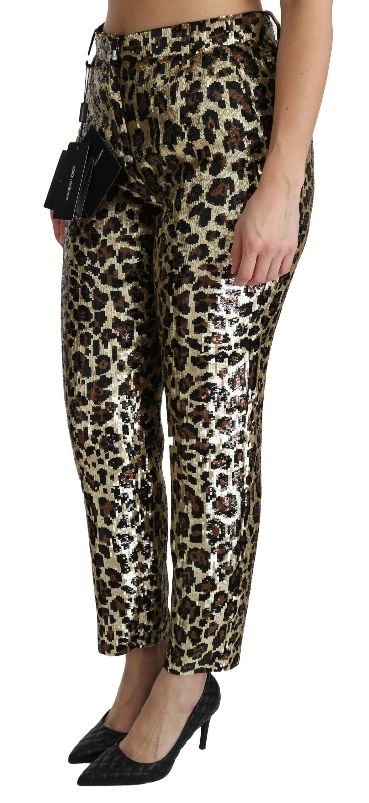 Dolce & Gabbana Chic High Waist Leopard Sequin Pants - Elegance Online Limited