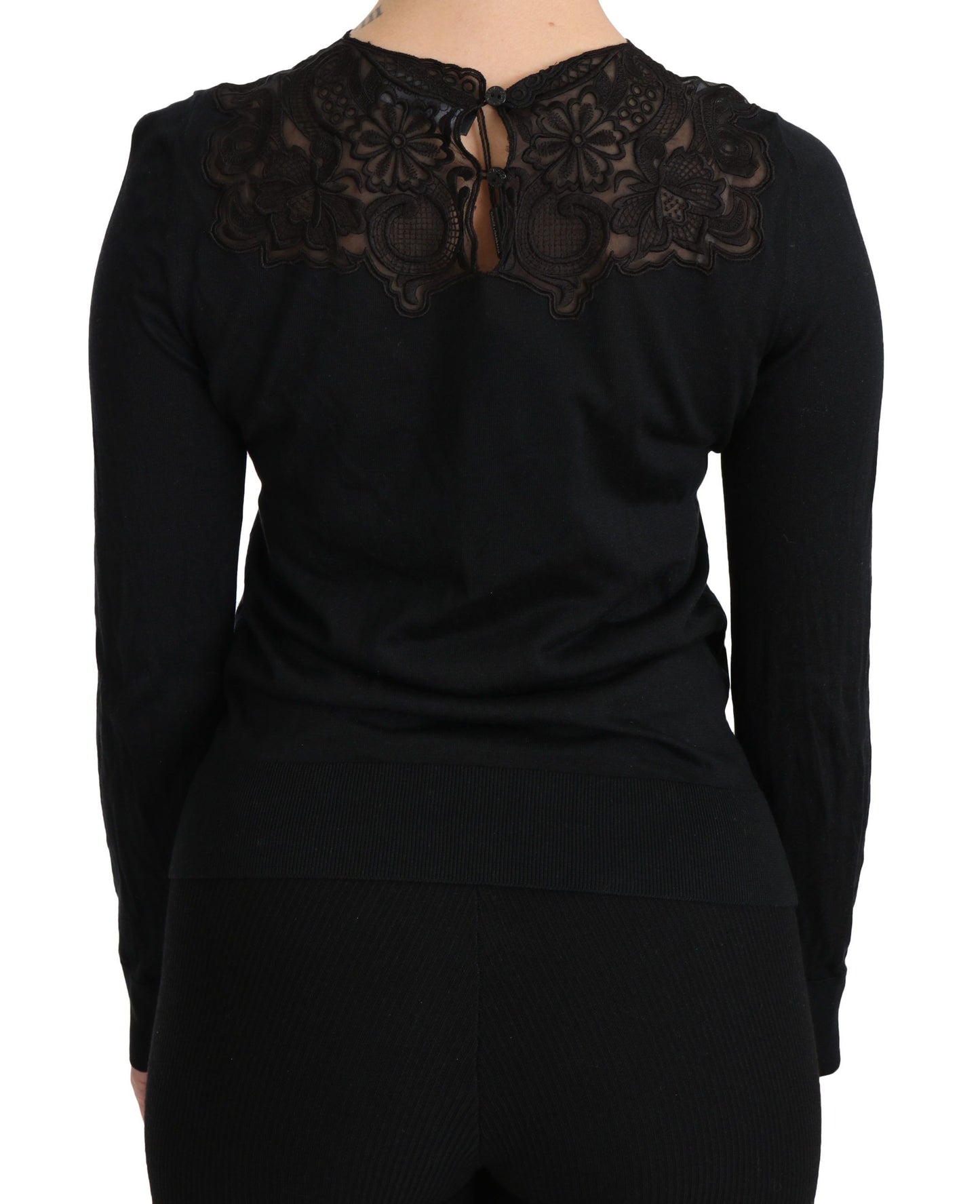 Dolce & Gabbana Elegant Silk-Blend Black Lace Blouse - Elegance Online Limited