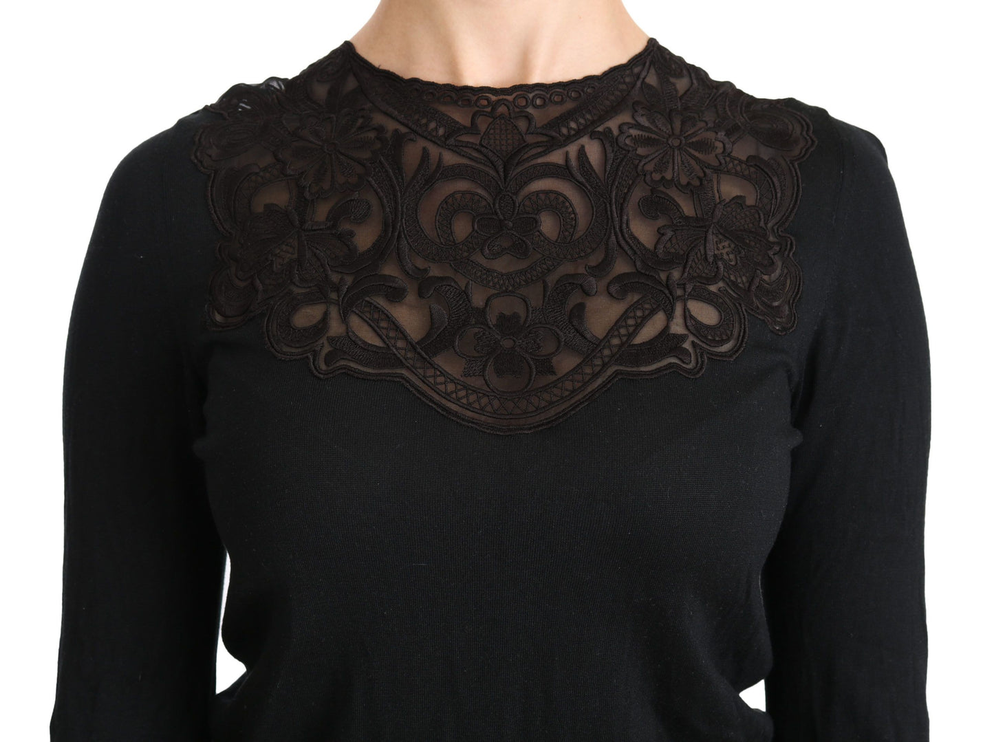 Dolce & Gabbana Elegant Silk-Blend Black Lace Blouse - Elegance Online Limited