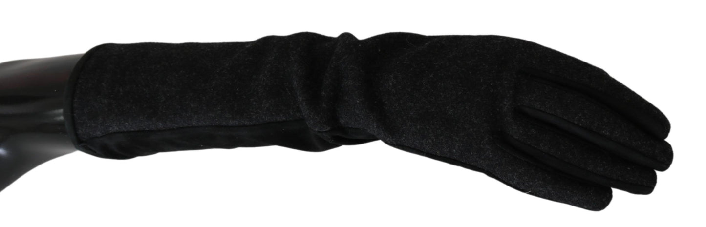 Dolce & Gabbana Elegant Mid-Length Wool Gloves in Black - Elegance Online Limited