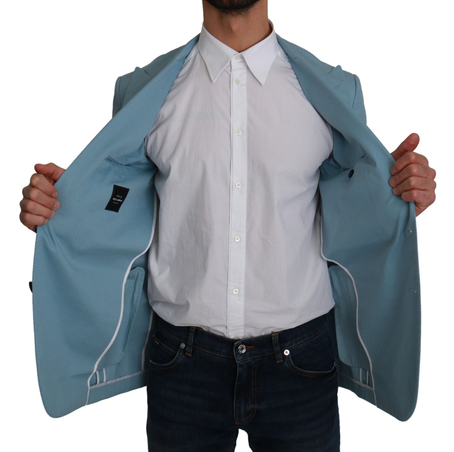Dolce & Gabbana Elegante blazer azul con estampado de fantasía