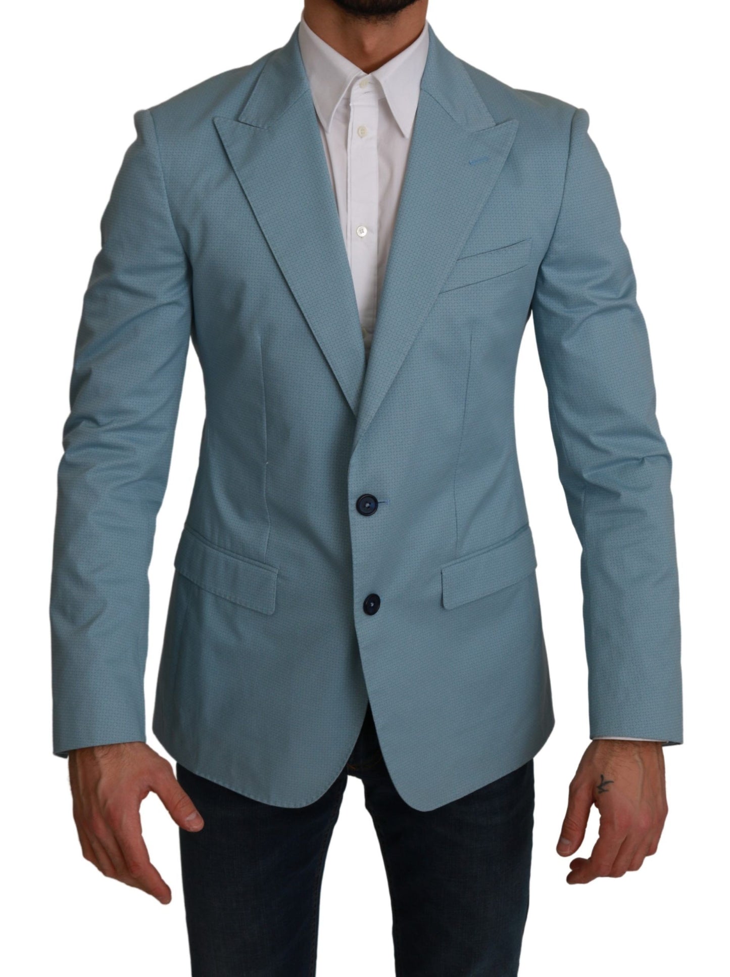 Dolce & Gabbana Elegante blazer azul con estampado de fantasía