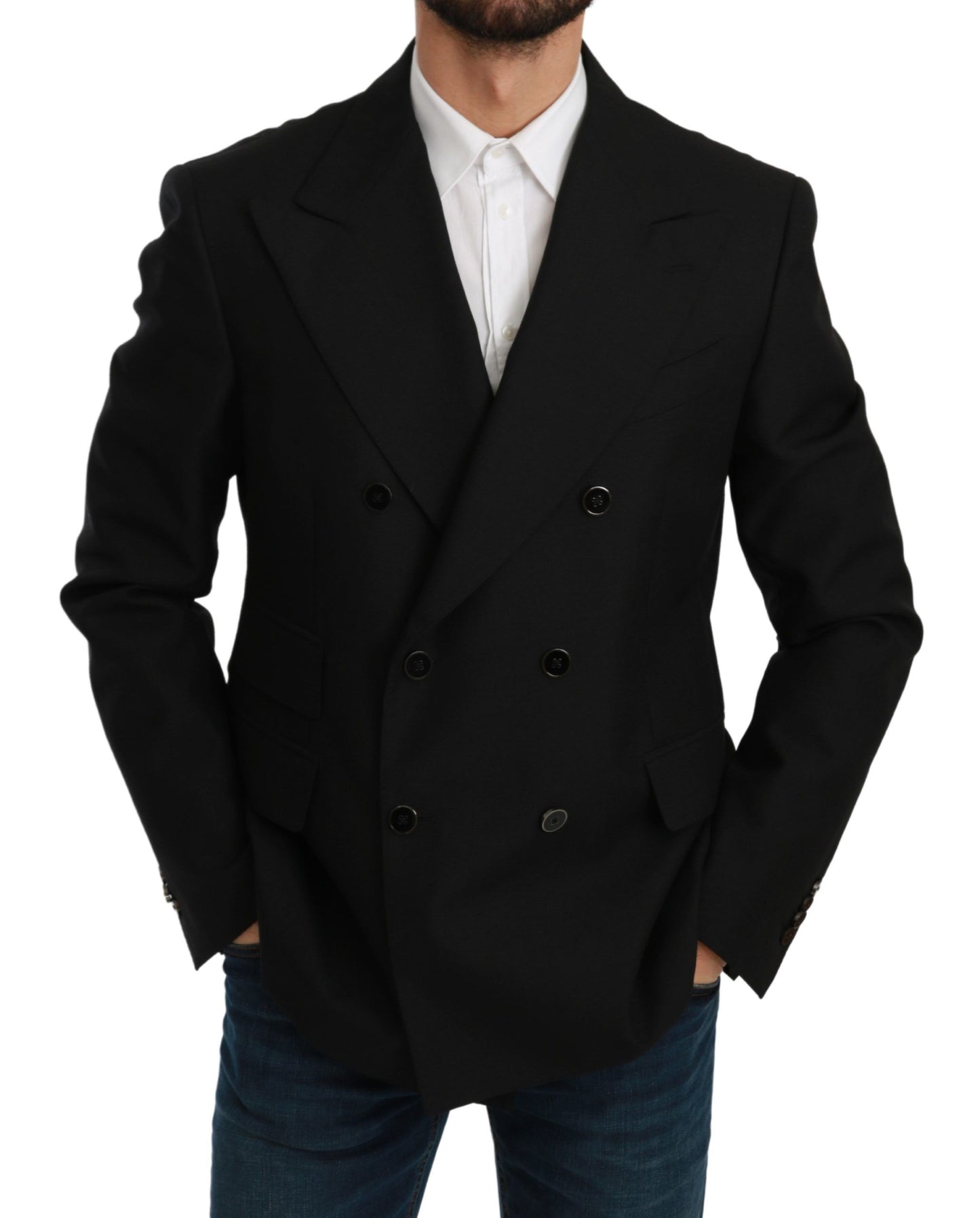 Dolce & Gabbana Elegante blazer formal negro de corte slim