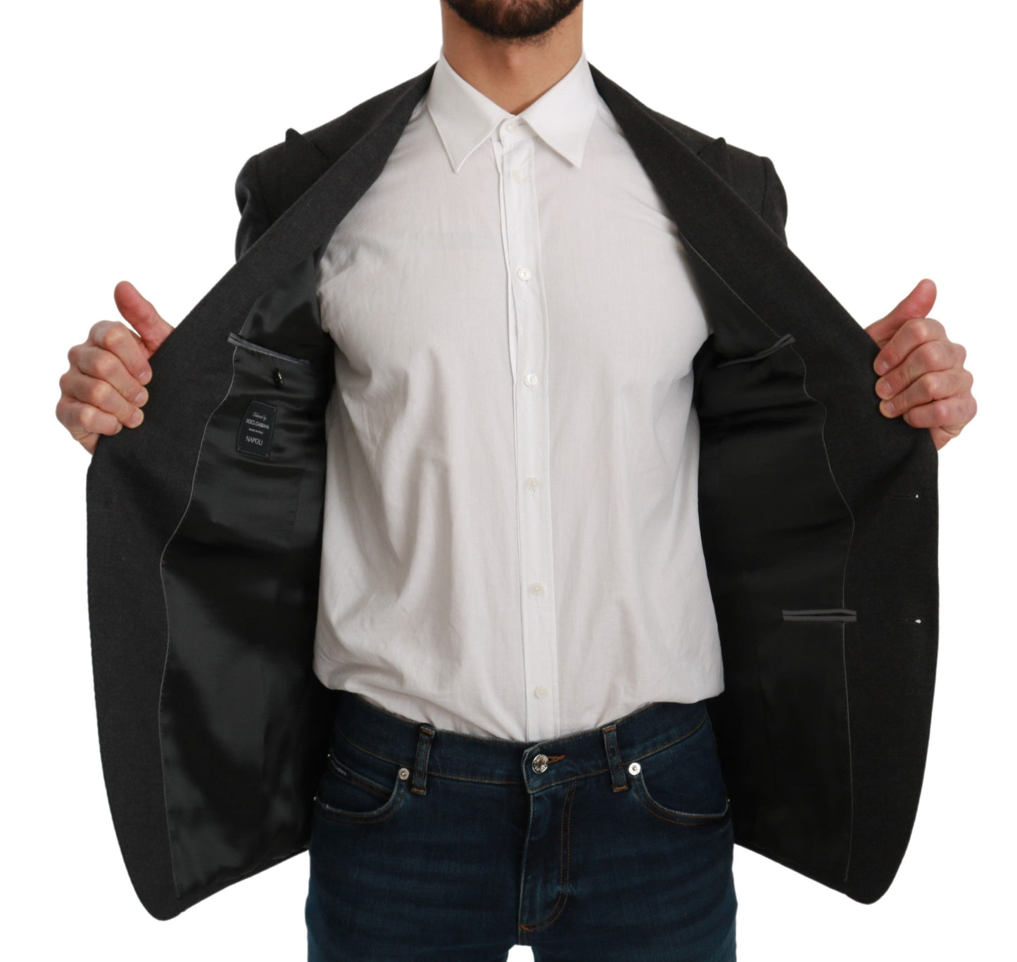 Dolce & Gabbana Elegante blazer formal gris de corte slim