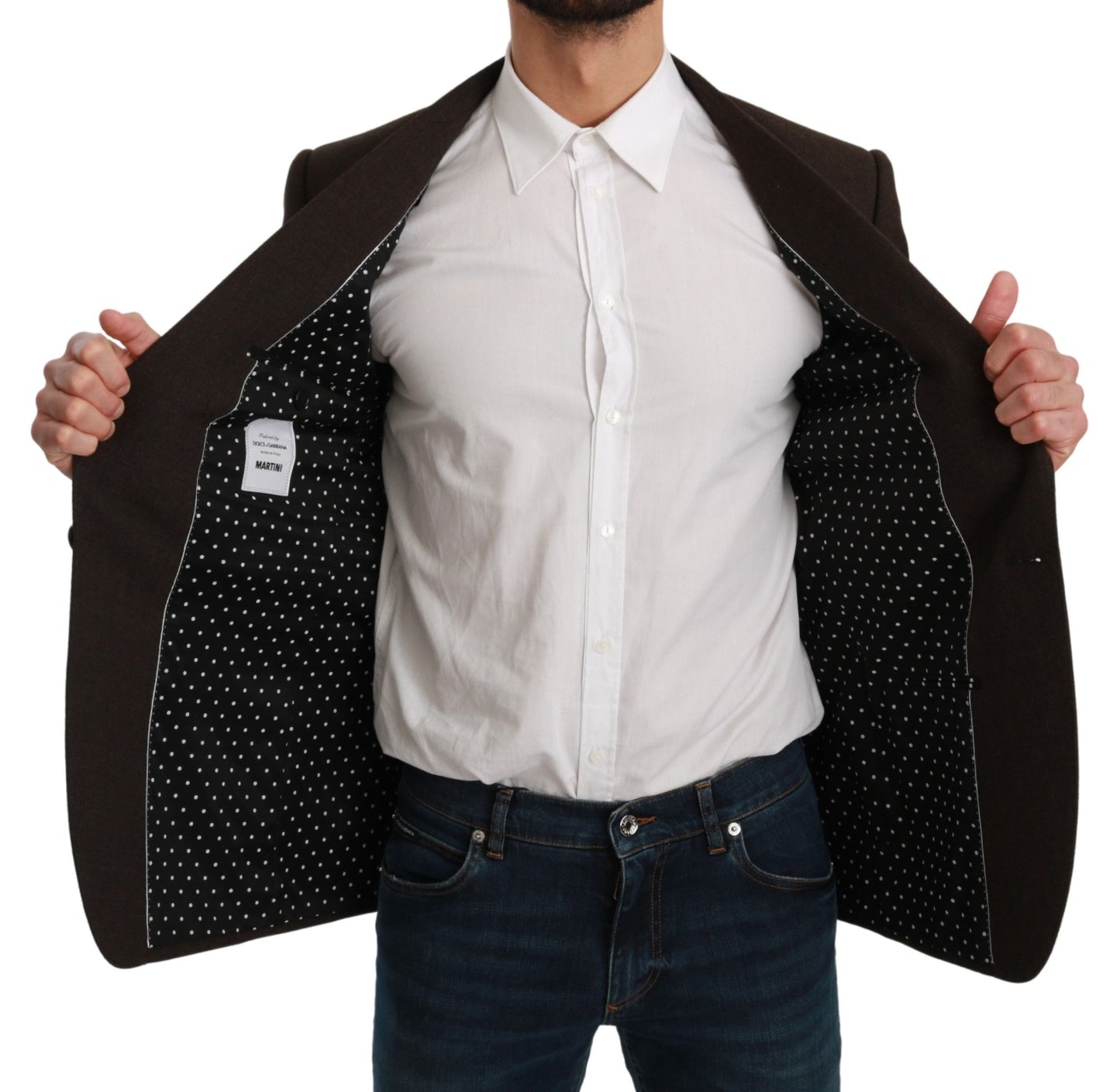 Dolce & Gabbana Elegante blazer Martini de lana virgen marrón