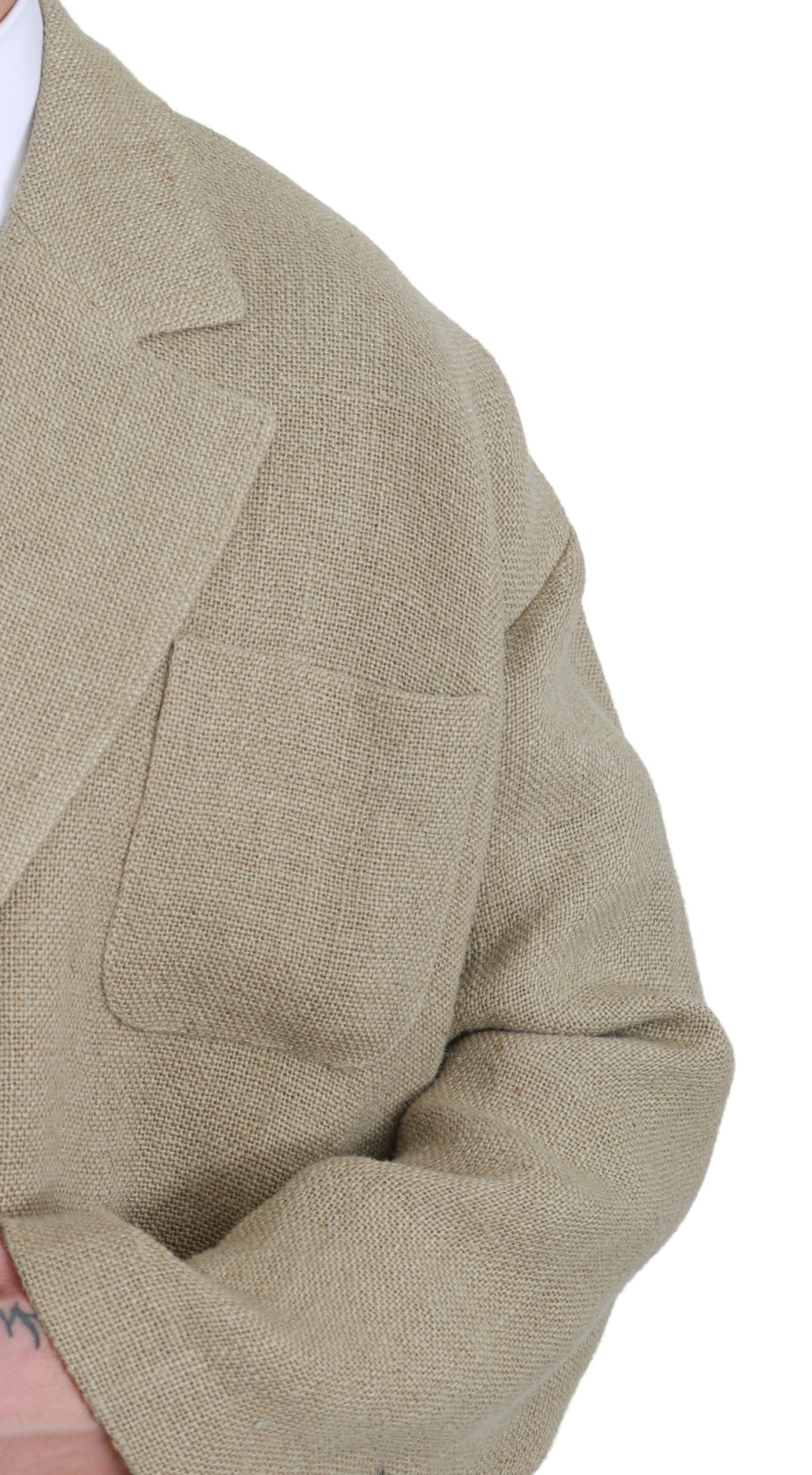 Dolce & Gabbana Blazer elegante de yute beige con botonadura sencilla