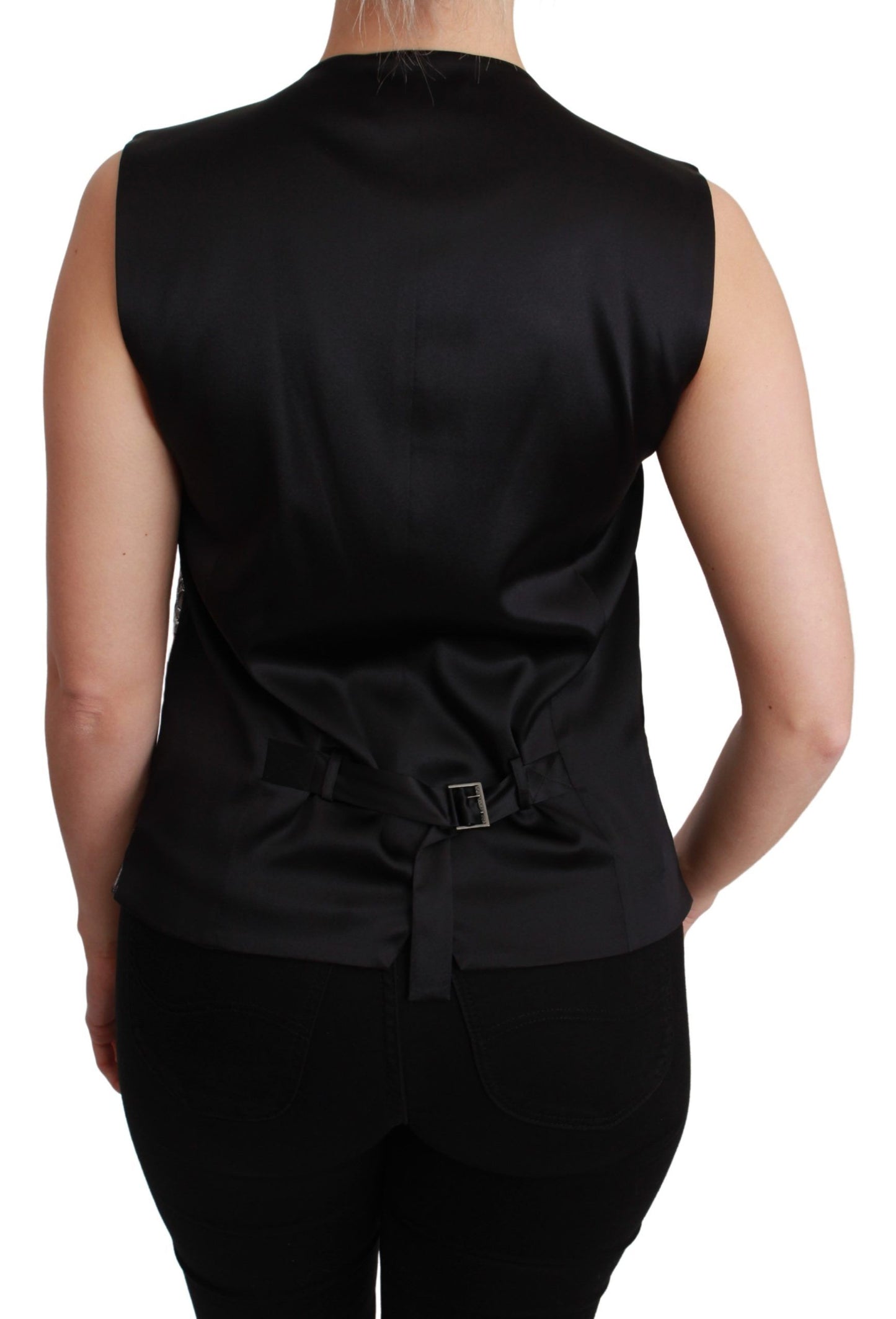 Dolce & Gabbana Elegant Silver Sleeveless Brocade Vest - Elegance Online Limited
