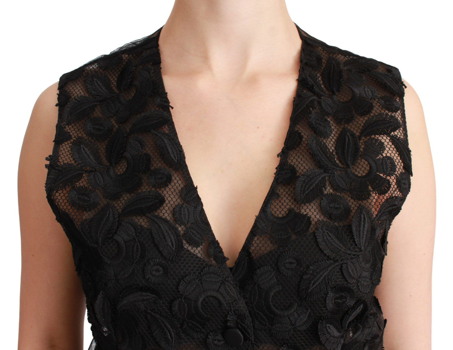 Dolce & Gabbana Elegant Floral Black Silk Blend Vest - Elegance Online Limited