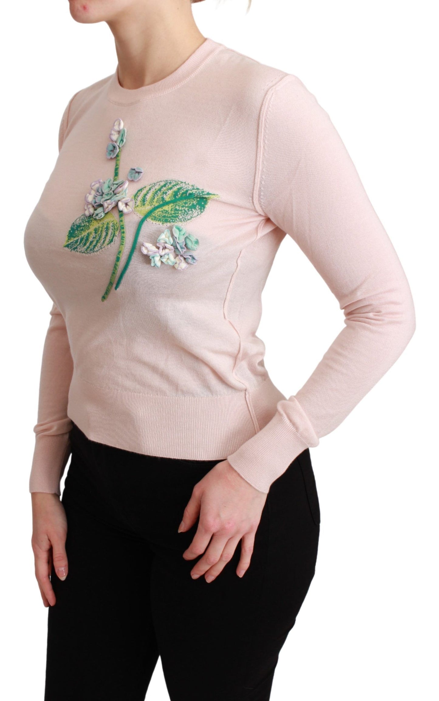 Dolce & Gabbana Silk Blend Floral Embroidered Sweater - Elegance Online Limited