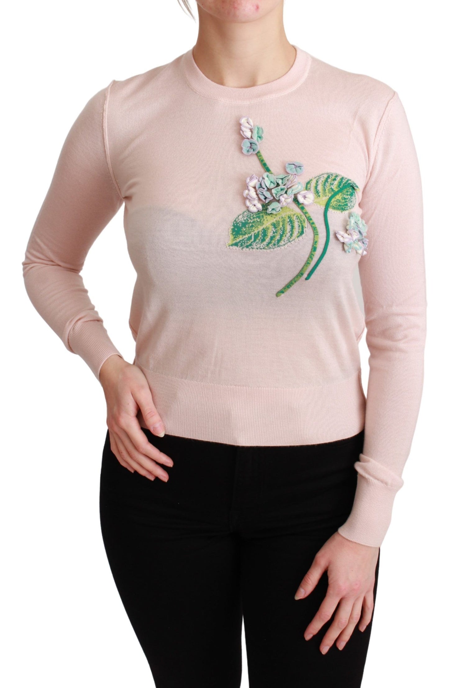 Dolce & Gabbana Silk Blend Floral Embroidered Sweater - Elegance Online Limited