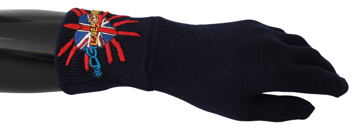 Dolce & Gabbana Blue Virgin Wool Unisex Gloves - Elegance Online Limited