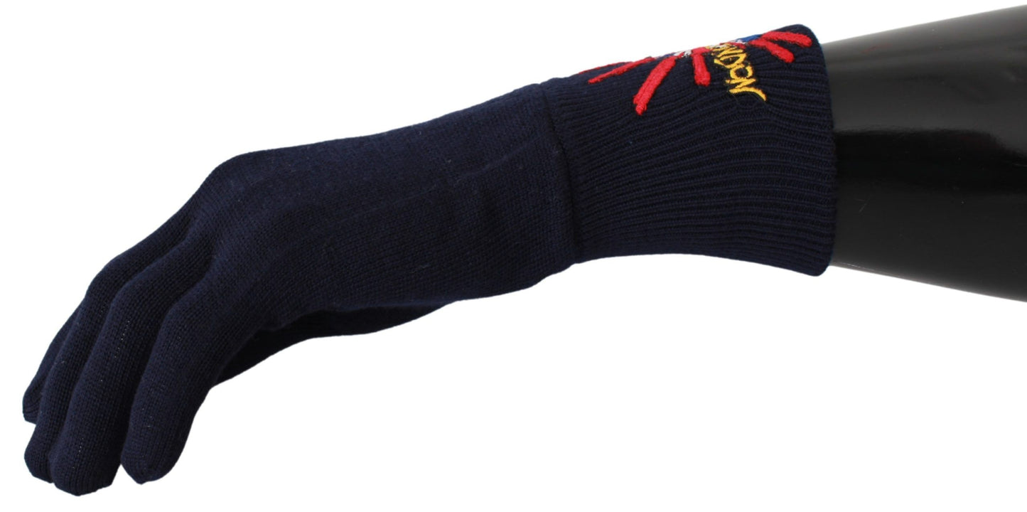 Dolce & Gabbana Blue Virgin Wool Unisex Gloves - Elegance Online Limited
