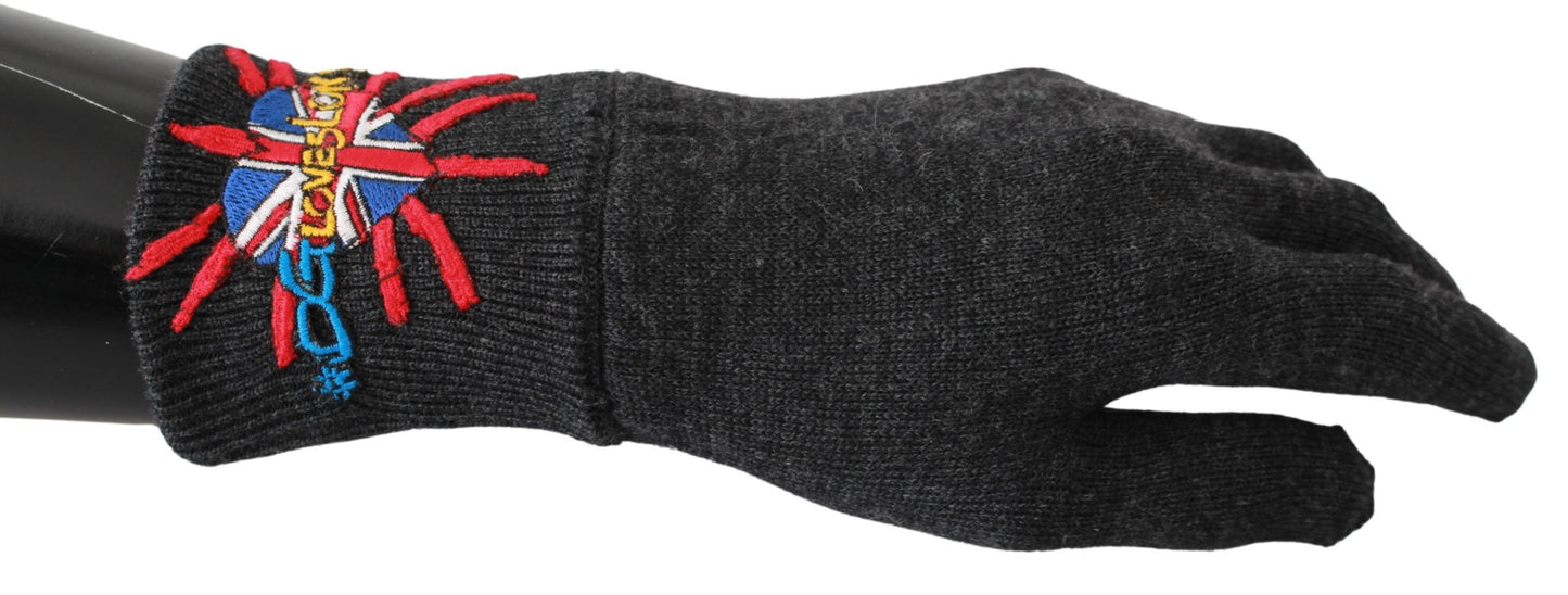 Dolce & Gabbana Gray Virgin Wool Unisex Gloves - Elegance Online Limited